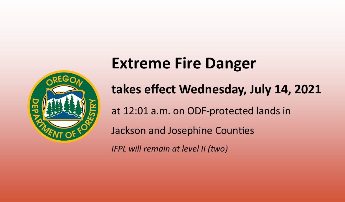 Fire Danger Level Increases to Extreme on ODF-Protected Lands