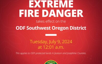 Fire Danger Level Increases to Extreme in Jackson and Josephine Counties