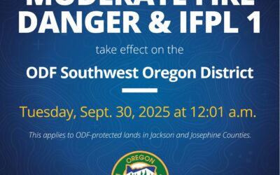 Fire danger, IFPL decreases in Jackson and Josephine Counties
