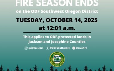 Fire season ends in the ODF Southwest Oregon District with widespread rain across Jackson and Josephine counties
