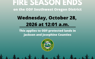 Fire season ends in ODF Southwest Oregon District following widespread rainfall