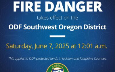 Fire danger increases to moderate on the ODF Southwest Oregon District this weekend