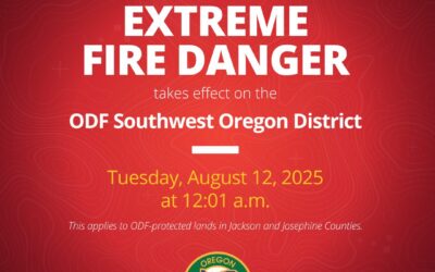 Fire Danger Level Increases to Extreme in Jackson and Josephine Counties