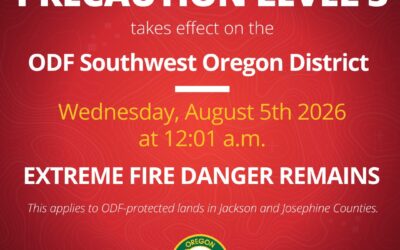 Industrial Fire Precaution Level Increases to Level 3 in Jackson and Josephine Counties