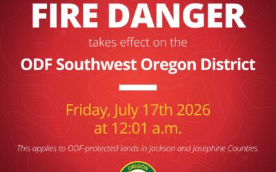Fire Danger Level Increases to Extreme in Jackson and Josephine Counties