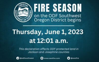 Fire Season Begins June 1, 2023 in Jackson and Josephine Counties