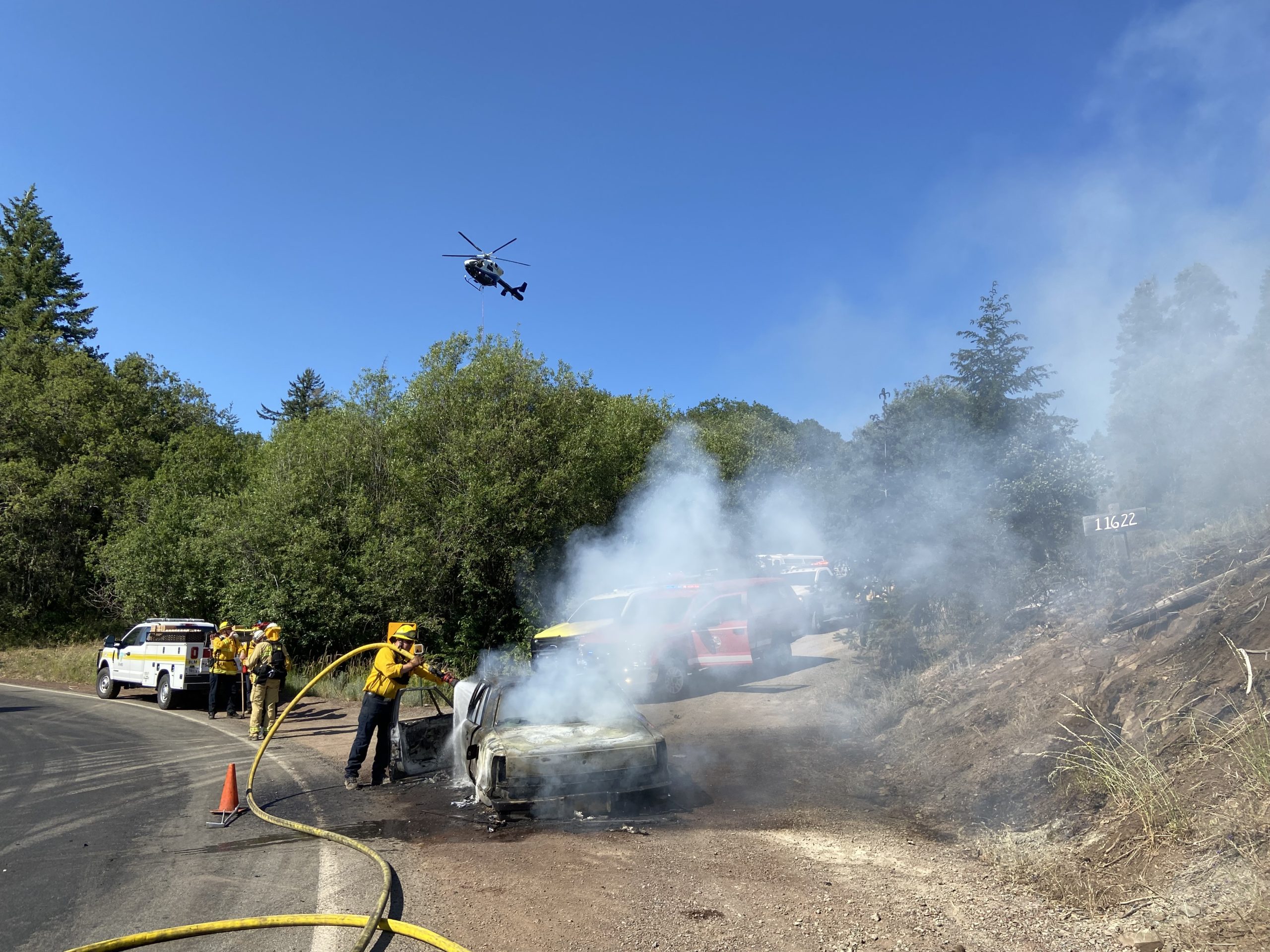 Grassfire Above Ashland Sparked by Vehicle Fire