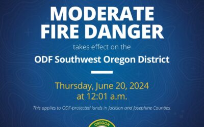 Due to High Temperatures and Dry Fuels, Fire Danger Level Increasing to Moderate on Thursday