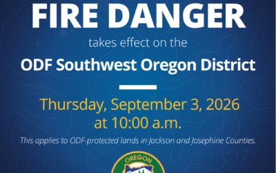 Fire danger decreasing to moderate, IFPL remaining at Level 2 in Jackson and Josephine counties