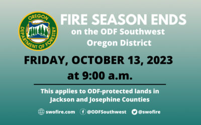 Consistent Fall Weather Across the ODF Southwest Oregon District Brings and End to Fire Season