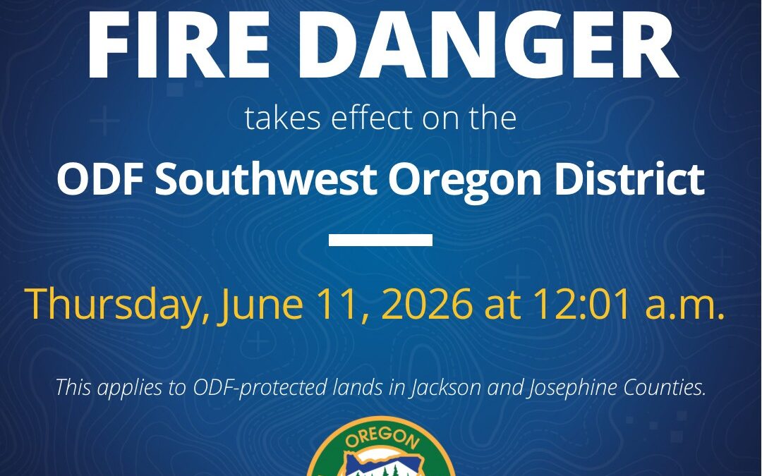 Fire danger increases to moderate on the ODF Southwest Oregon District this Thursday
